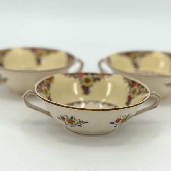 VTG Set-of-3 John Maddock Minerva Plaza Porcelain Dual Handel Soup Bowls - Picture 1 of 11